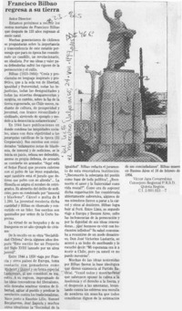 Francisco Bilbao regresa a su tierra  [artículo] Víctor Jara Covarrubias.