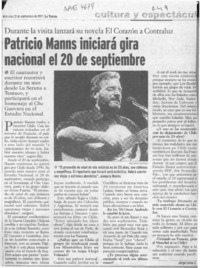 Patricio Manns iniciará gira nacional el 20 de septiembre  [artículo] Jorge Leiva C.