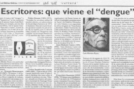 Escritores, que viene el "dengue"  [artículo] Filebo.