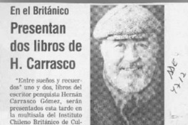 Presentan dos libros de H. Carrasco  [artículo].