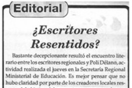 Escritores resentidos?