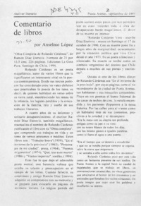 Comentario de libros  [artículo] Anselmo López.