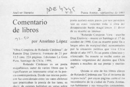 Comentario de libros  [artículo] Anselmo López.