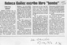 Rebeca Guíñez escribe libro "bomba"  [artículo] Cristián Farías.