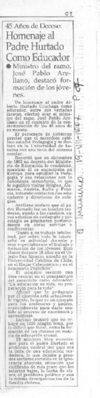 Homenaje al Padre Hurtado como educador