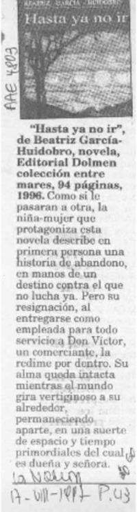 "Hasta ya no ir"  [artículo].