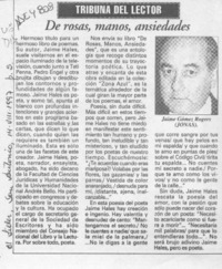 De rosas, manos, ansiedades  [artículo] Jaime Gómez Rogers.