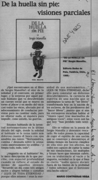 De la huella sin pie, visiones parciales  [artículo] Mario Contreras Vega.