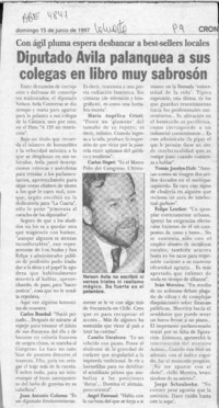 Diputado Avila palanquea a sus colegas en libro muy sabrosón  [artículo].