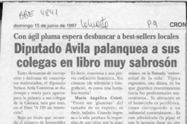 Diputado Avila palanquea a sus colegas en libro muy sabrosón  [artículo].