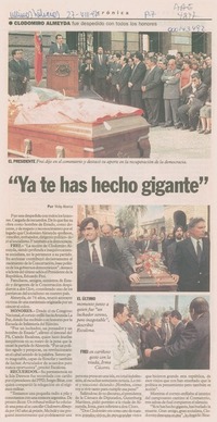 "Ya te has hecho gigante"