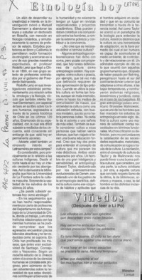 Etnología hoy  [artículo].