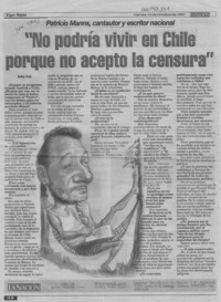 "No podría vivir en Chile porque no acepto la censura"  [artículo] Rodrigo Durán.