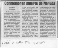 Conmemoran muerte de Neruda  [artículo] Karen Bravo.