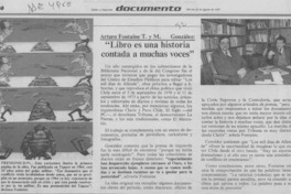 "Libro es una historia contada a muchas voces"  [artículo].