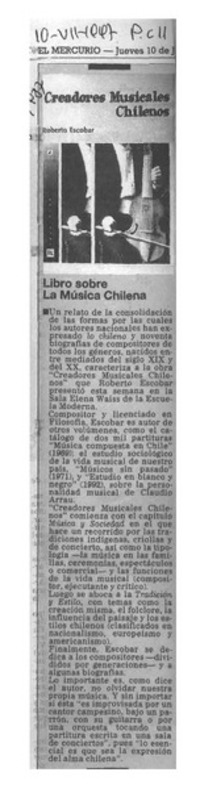 Libro sobre la música chilena  [artículo].