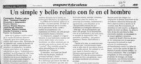 Un simple y bello relato con fe en el hombre  [artículo] Pedro Labra.