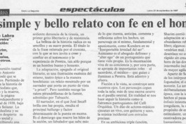 Un simple y bello relato con fe en el hombre  [artículo] Pedro Labra.