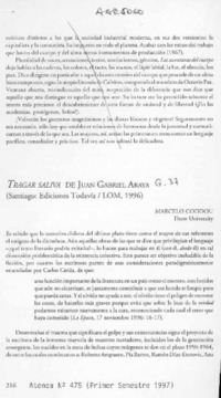 Tragar saliva de Juan Gabriel Araya  [artículo] Marcelo Coddou.