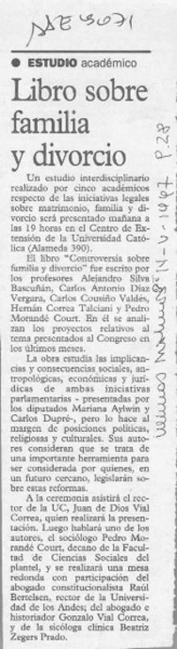 Libro sobre familia y divorcio  [artículo].