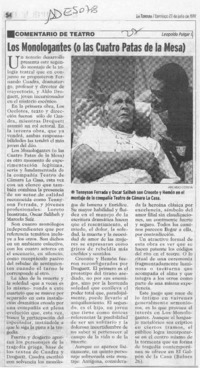 Los Monologantes (o las cuatro patas de la mesa)  [artículo].