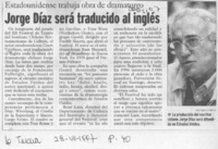 Jorge Díaz será traducido el inglés