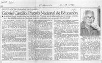 Gabriel Castillo, Premio Nacional de Educación  [artículo].