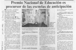 Premio Nacional de Educación es precursor de las escuelas de anticipación  [artículo].
