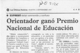 Orientador ganó Premio Nacional de Educación  [artículo].