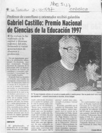 Gabriel Castillo, Premio Nacional de Ciencias de la Educación 1997  [artículo] Cristián Riffo M.