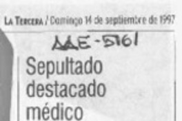 Sepultado destacado médico y filósofo  [artículo].