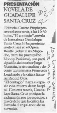 Novela de Guadalupe Santa Cruz  [artículo].