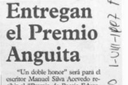 Entregan el Premio Anguita  [artículo].