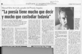 "La poesía tiene mucho que decir y mucho que custodiar todavía"  [artículo] Daniel Osorio G.