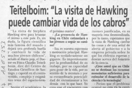 Teitelboim, "La visita de Hawking puede cambiar vida de los cabros"
