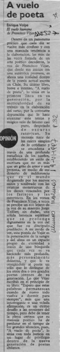 A vuelo de poeta  [artículo] Enrique Volpe.