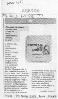 Poemas de amor  [artículo] Lilioska Yankovic.