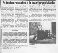 En teatro rescatan a la escritora olvidada  [artículo].
