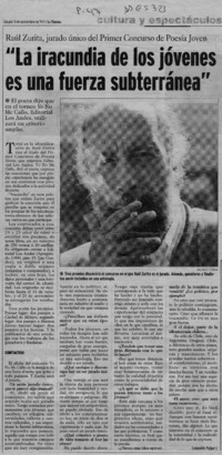 "La iracundia de los jóvenes es una fuerza subterránea"  [artículo] Leopoldo Pulgar I.