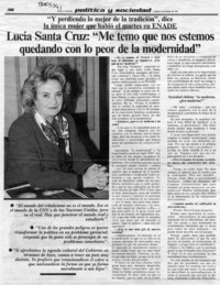 Lucía Santa Cruz, "Me temo que nos estemos quedando con lo peor de la modernidad"  [artículo].