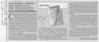 Etica, sociedad y profesión  [artículo] Mario Tomás Schilling F.