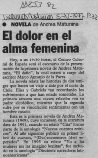 El Dolor en el alma femenina  [artículo].