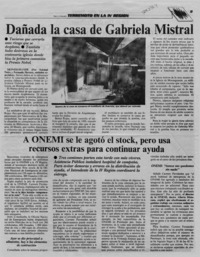 Dañada la casa de Gabriela Mistral  [artículo].