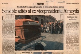 Sensible adión al ex vicepresidente Almeyda