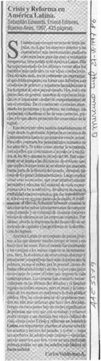 Crisis y reforma en América Latina  [artículo] Carlos Valdivieso A.