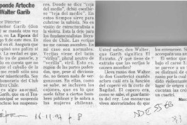 Responde Arteche a Walter Garib  [artículo] Miguel Arteche.