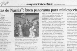 "Crónicas de Narnia", buen panorama para miniespectadores  [artículo] Pedro Labra.
