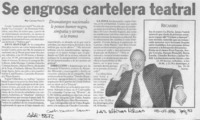 Se engrosa cartelera teatral  [artículo] Carmen Mera O.
