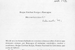 Roque Esteban Scarpa y Rancagua  [artículo] Héctor González V.