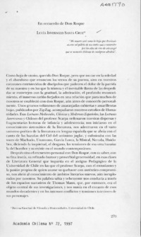En recuerdo de Don Roque  [artículo] Lucía Invernizzi Santa Cruz.